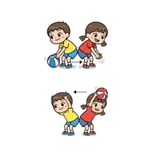 24. 頭腳接力傳球示意圖