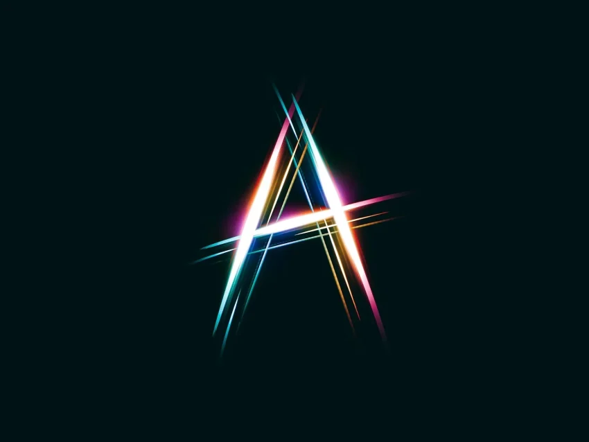 The letter a is made up of bright lines